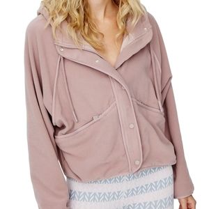 Free People Dream Team Fleece Hoodie Pink Small